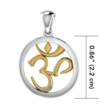 Om 14K Gold Accent with Silver Pendant MPD3848 - Jewelry